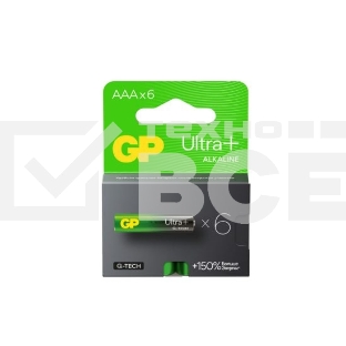 Алкалиновые батарейки c технологией G-tech GP Ultra Plus Alkaline 24А AАA - 6 шт. на блистере