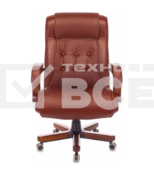 Кресло руководителя Бюрократ T-9926WALNUT светло-коричневый Leather Eichel, кожа, крестовина металл/дерево