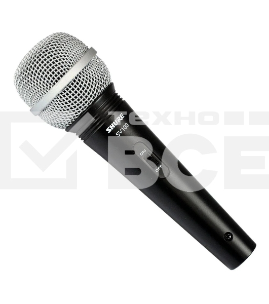 Микрофон динамический вокально-речевой с выключателем и кабелем (XLR-6.3 мм JACK) SHURE SV100-A