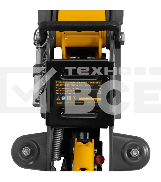 Домкрат гидравлический подкатной с фиксатором Denzel 2,5 т,85-385 мм, в пласт. кейсе