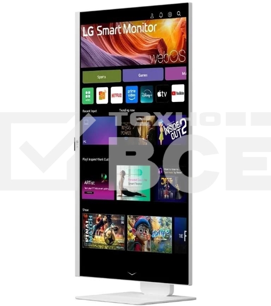 Монитор 31.5' LG UltraFine 32U830SA-W IPS 3840x2160, 60 Гц, 5 мс, 16:9, 400 кд/м², 2xHDMI 2.0, USB-C (65 Вт), USB Hub (2x USB 3.0), 3.5 Jack, HDR10, динамики (2x5 Вт), Smart TV, Wi-Fi, Bluetooth, VESA 100x100, белый