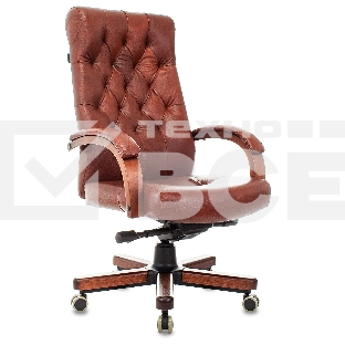 Кресло руководителя Бюрократ T-9928WALNUT светло-коричневый Leather Eichel, кожа, крестов. металл/дерево