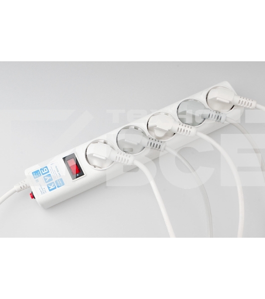 Фильтр-удлинитель, PC 0,5 м 5 р, бел. 10А, SPG-B-0,5M-WHITE