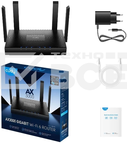 Роутер Cudy WR3000 AX3000 10/100BASE-TX/Wi-Fi черный