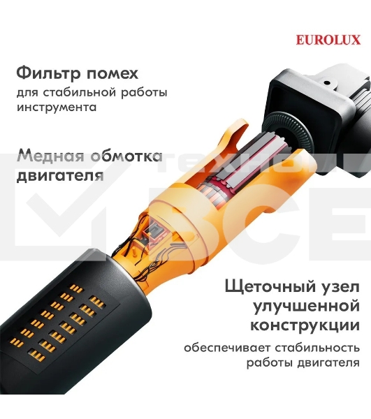 Углошлифовальная машина Eurolux УШМ-125/1500E-EU