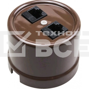 Розетка компьютерная Bironi B1-302-22 2-ая (RJ45) пластик коричневый