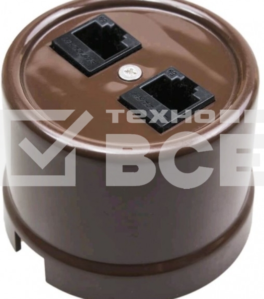 Розетка компьютерная Bironi B1-302-22 2-ая (RJ45) пластик коричневый