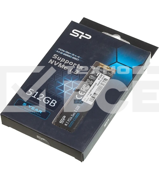 Накопитель SSD Silicon Power P34A60, 512Gb, M.2 2280, PCIe 3.0 x4, NVMe, R/W 2200/1600