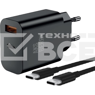 Зарядное устройство Aksberry T43 20W PD + QC3.0 + кабель Type C, черный