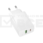 Сетевое зарядное устройство BOROFONE (6941991122880) BAS76A 1USB+1Type-C 3.0A QC3.0 PD 30W White, фото 1