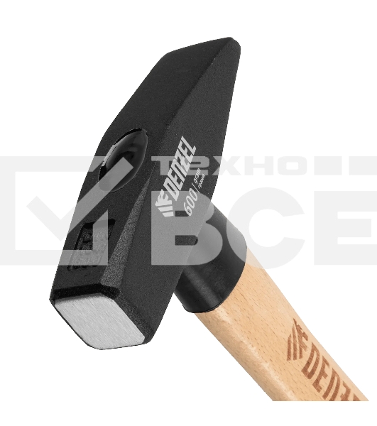 Молоток слесарный Denzel 600 г, кованый квадратный боек, буковая рукоятка