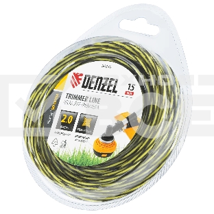 Леска для триммера Denzel двухкомпонентная витая квадратная, 2,0мм х 15м, блистер SkyCutter