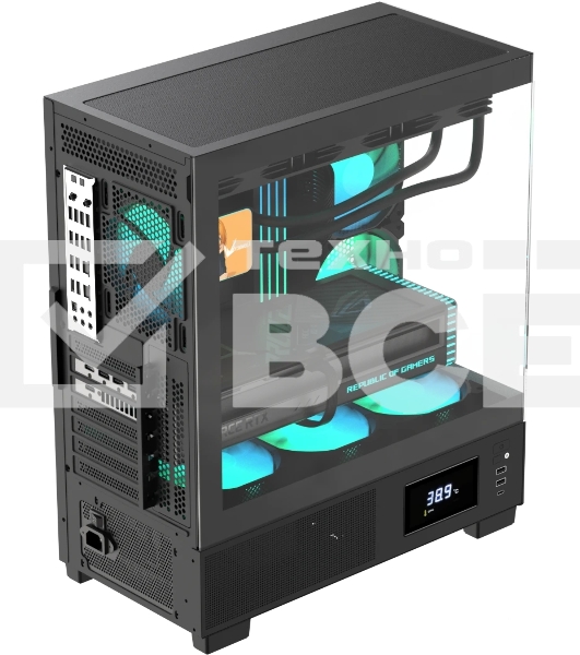 Компьютерный корпус AeroCool/Formula V Line Crystal E1 Black, ATX, TYPE-C*1, USB3.0*2, Switch Display Panel