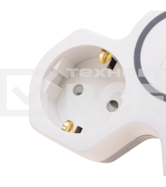 Двойник Rexant электрический (разветвитель) 16А с/з + USB-A + USB-C с защитными шторками, белый