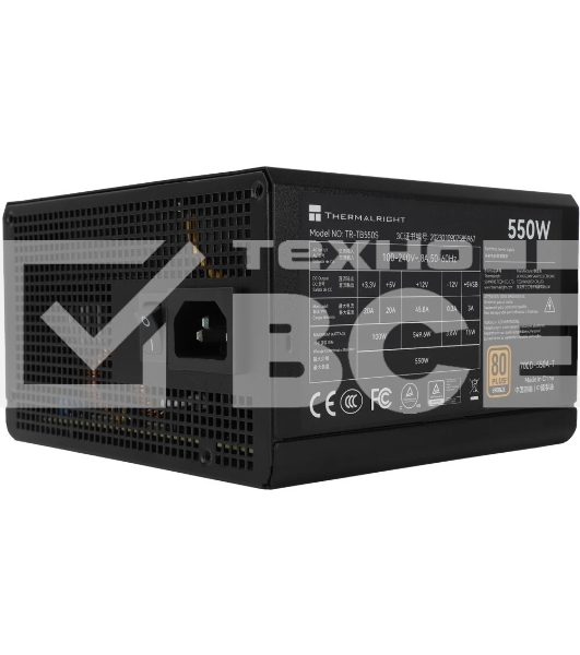 Блок питания Thermalright TR-TB550S, 550W 80+ Bronze (ATX, 3, Non-modular, 1x24(20+4)pin 550mm, 1xCPU*2 8(4+4)pin 600+150mm, 1xPCIe 8(6+2)pin 450mm, 1xSATA*3+MOLEX4pin*1 400+150+150+150mm, 1xSATA*2+MOLEX4pin*2 400+150+150+150mm, Active, 120x120mm, 150x140