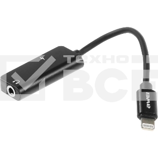 Переходник аудио Premier AWEI lightning/Jack 3.5 (f) 0.1м. черный