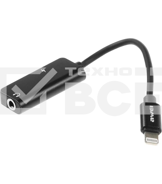 Переходник аудио Premier AWEI lightning/Jack 3.5 (f) 0.1м. черный