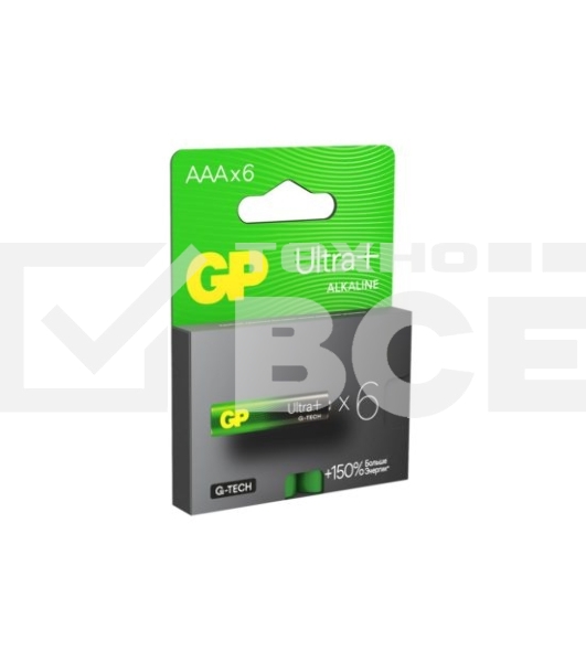 Алкалиновые батарейки c технологией G-tech GP Ultra Plus Alkaline 24А AАA - 6 шт. на блистере