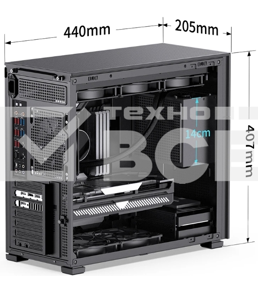 Компьютерный корпус без блока питания JONSBO D41 STD Black ATX без БП, боковая панель из закаленного стекла, mini-ITX, micro-ATX, ATX, черный