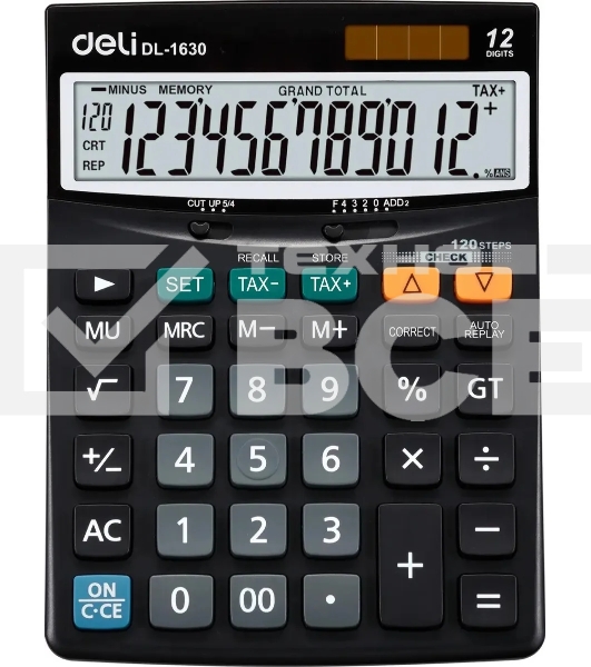 Калькулятор настольный Deli Core E1630 черный 12-разр.
