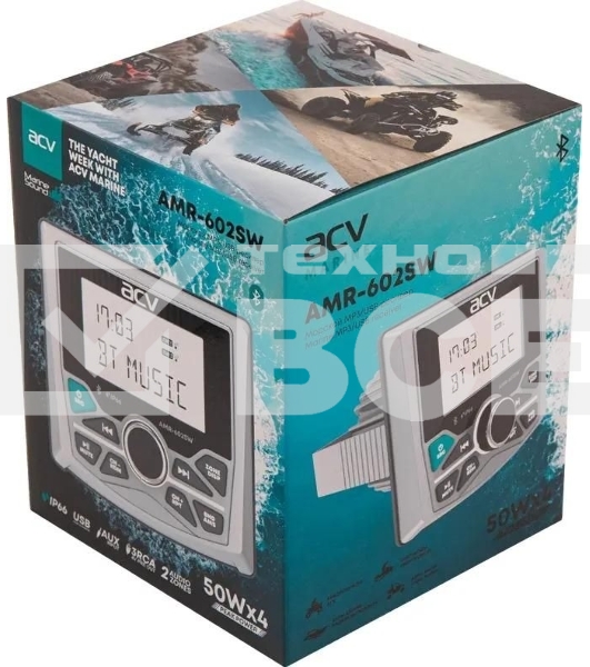 Автомагнитола ACV MARINE AMR-602SW 4x50Вт v5.0 USB 2.0 AUX 3
