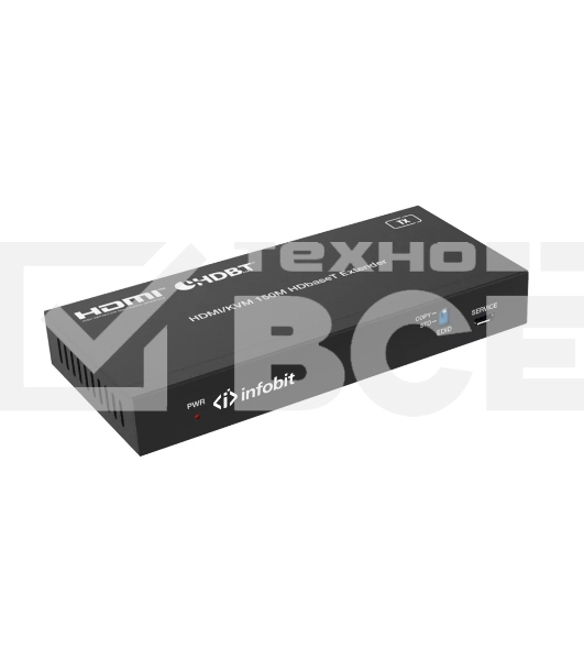 Удлинитель сигнала Infobit E150SK HDBaseT (Tx и Rx), HDMI 18,0 Гбит/с, 150 м для 1080p, 120 м для 4K/60 Гц., KVM, Двунаправленный ИК и RS232, POC, HDCP 2.2, Комплект.