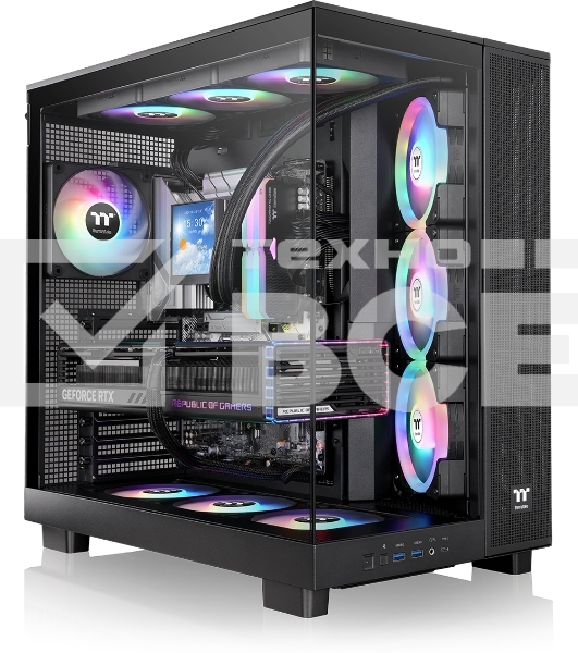 Компьютерный корпус Thermaltake View 380 XL TG ARGB черный без БП E-ATX 2x120мм 2xUSB3.0 audio bott PSU