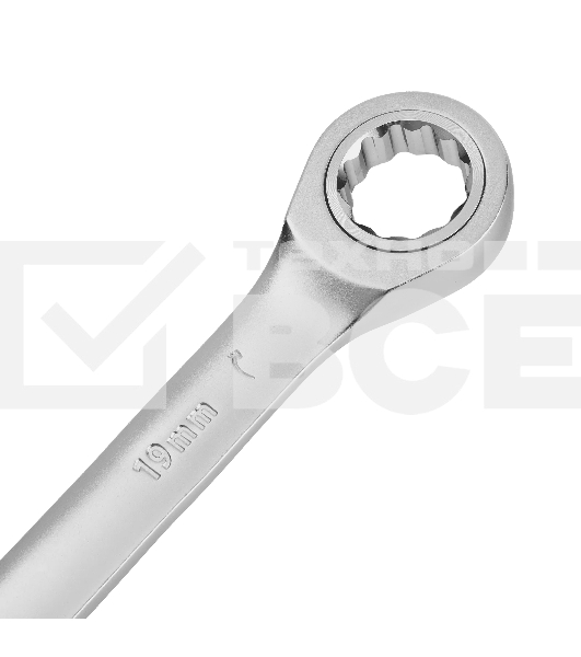 Ключ комбинированный трещоточный Denzel 14713 19 мм, CrV, матовый хром