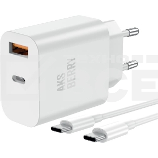 Зарядное устройство Aksberry T43 20W PD + QC3.0 + кабель Type C, белый