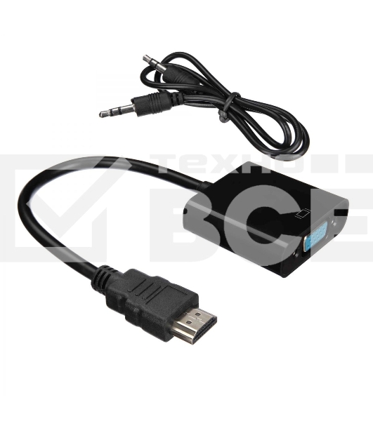 Кабель-адаптер ACD-DAHVF-01B HDMI-VGA, Golden Plated, 19m/15f, черный, 0.2м (742576)