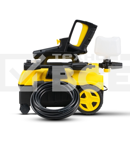 Мойка высокого давления 130/70 бар, KOLNER K140F, на 4 колесах, 1600Вт, 480л/ч, метал.помпа, шланг ВД 5м, кабель 5м, самовсас, Auto stop (пеногенератор)