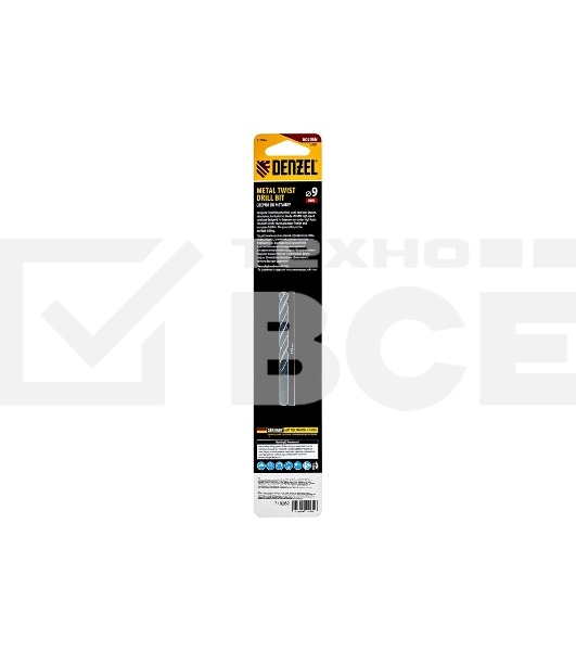Сверло спиральное по металлу Denzel 9 х 175 мм, Р6М5, Golden Tip, удлиненное