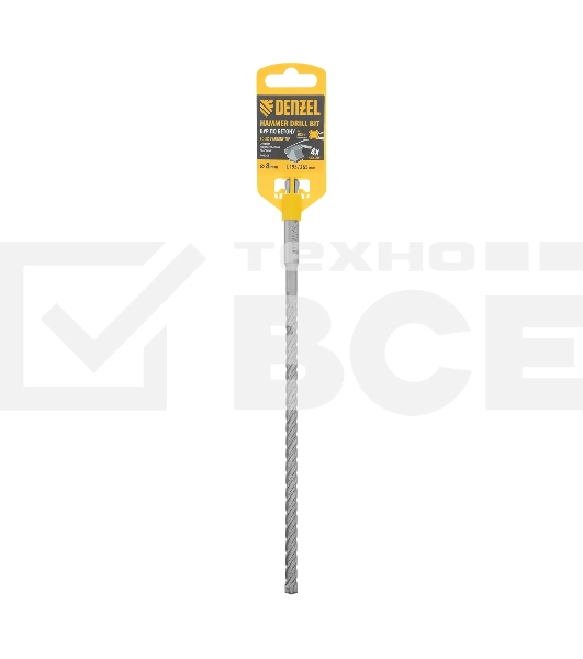Бур по бетону Denzel цельная крестовая пластина, 8x265 мм, SDS PLUS