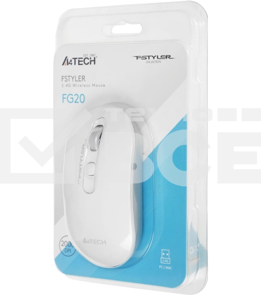 Мышь беспроводная A4Tech Fstyler FG20 белый, 2000 dpi, радиоканал, USB, кнопки - 4