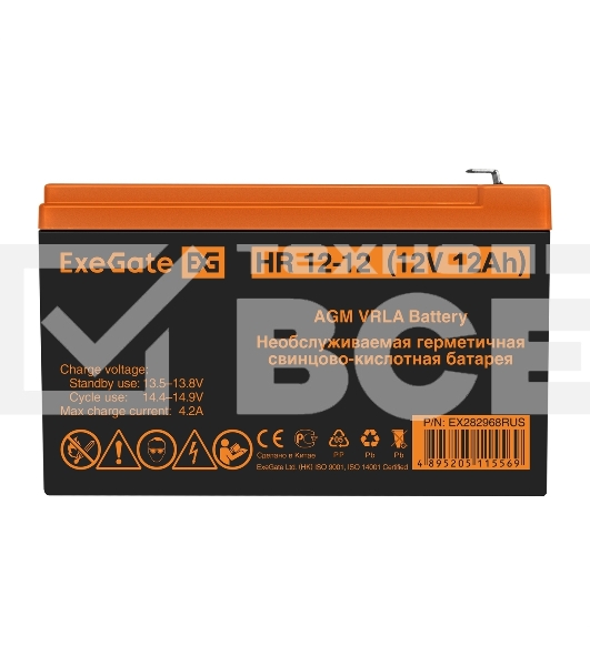 Батарея для ИБП ExeGate HR 12-12 (12V 12Ah 1251W), клеммы F2