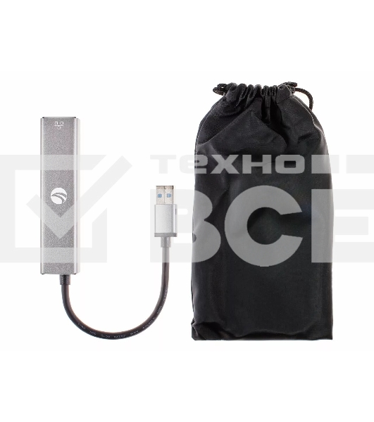 Переходник VCOM USB 3.0 -->RJ-45 1000Mbps+3 USB3.0, Aluminum Shell, 0.2м <DH312A>