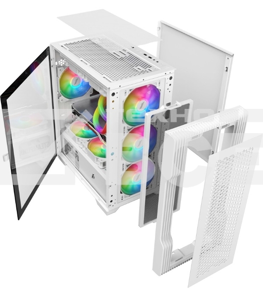 Компьютерный корпус 1STPLAYER TRILOBITE T3 White / mATX, TG / 4x 120mm LED fans inc. / T3-WH-4F1-W
