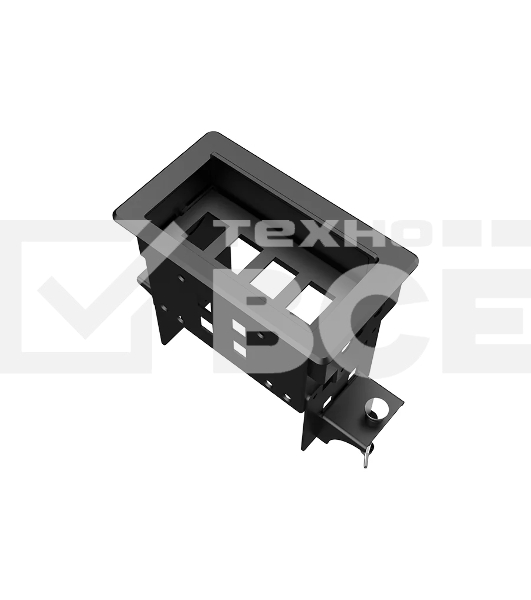 Прямоугольный металлический корпус Wize Pro WRTS-04BOX-B для модульной системы врезного лючка в стол с убирающейся крышкой для установки до 4 модулей-вставок, преустановленная рамка, черный
