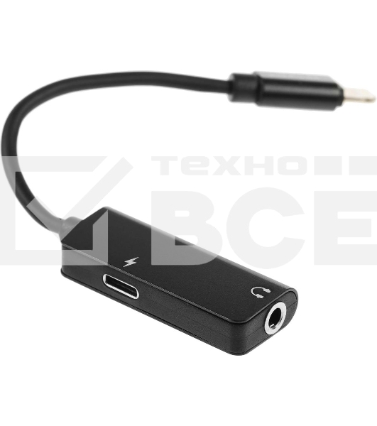 Переходник аудио Premier AWEI lightning/Jack 3.5 (f) 0.1м. черный