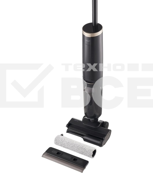 Пылесос вертикальный моющий Vitek VT-FW15PLUS черный, питание от аккумулятора, 120 Вт, уборка влажная/сбор жидкости/сухая, пылесборник 0.55 л