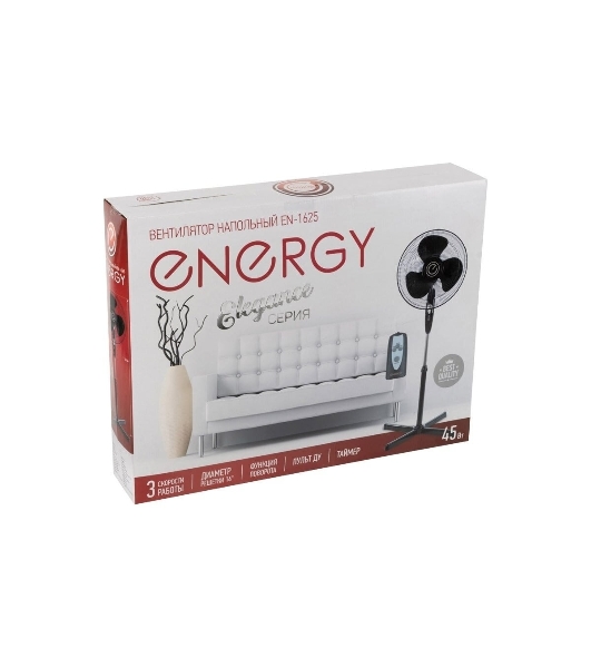 Вентилятор Energy ELEGANCE EN-1624 чёрный, напольный, 45 Вт, 3 скорости, 40 см