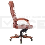 Кресло руководителя Бюрократ T-9928WALNUT светло-коричневый Leather Eichel, кожа, крестов. металл/дерево, фото11