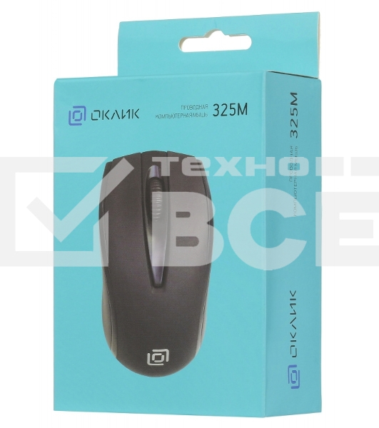 Мышь проводная Oklick 325M черный, 1000 dpi, USB, кнопки - 3