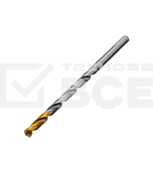 Сверло спиральное по металлу Denzel 9 х 175 мм, Р6М5, Golden Tip, удлиненное
