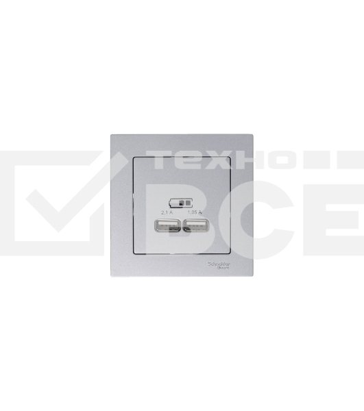 Механизм розетки USB AtlasDesign 5В 1порт х 2.1А 2порта х 1.05А жемчуг SchE ATN000433