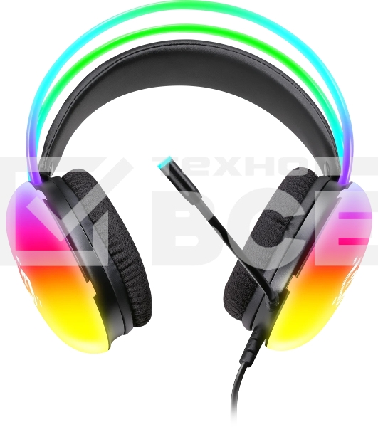 Гарнитура проводная игровая Defender Ignis черный, RGb, провод 2 м