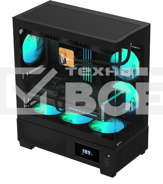 Компьютерный корпус AeroCool/Formula V Line Crystal E1 Black, ATX, TYPE-C*1, USB3.0*2, Switch Display Panel