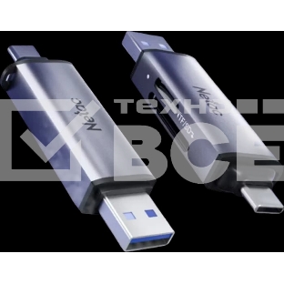 Карт-ридер Netac WK13/серый/SD/SDHC/SDXC/microSD/microSDHC/microSDXC/USB-A/USB Type-C/пластик