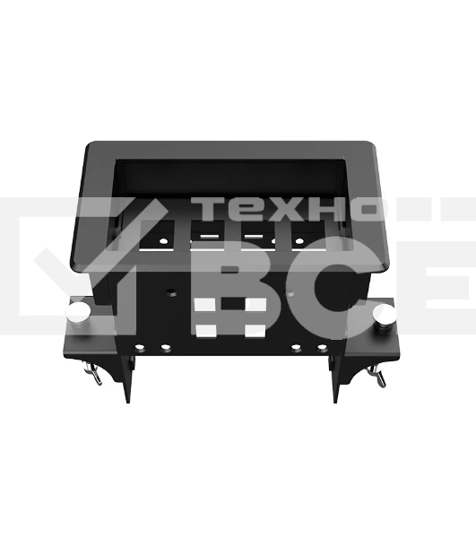 Прямоугольный металлический корпус Wize Pro WRTS-04BOX-B для модульной системы врезного лючка в стол с убирающейся крышкой для установки до 4 модулей-вставок, преустановленная рамка, черный