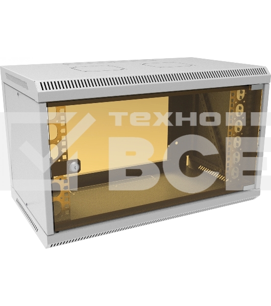 Шкаф коммутационный Suprlan (05-1060) настенный 6U 600x350мм пер.дв.стекл направл.под закл.гайки 70кг RAL 7035 285мм 13.3кг 360мм